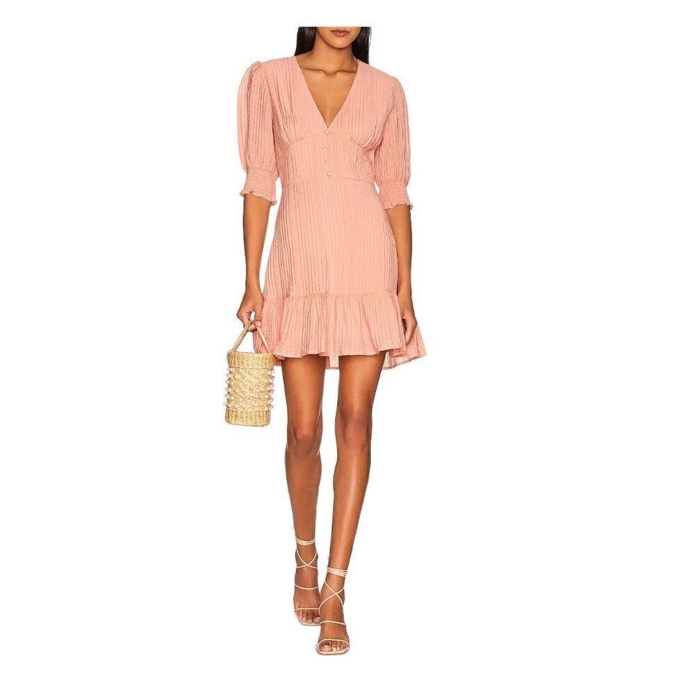 MINKPINK Vera Mini Dress Rose Szs Med/Large Ruffle Hem Spring Easter Wedding